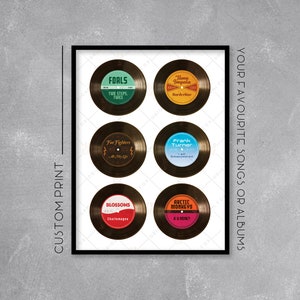 Personalised Vinyl Record Print / Poster - Add your favourite songs - Retro Music Art - Wall Art Illustration