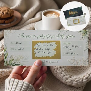 Boleto Scratch Reveal Mum/Mom - Tarjeta de regalo sorpresa DIY - Regalo sorpresa