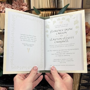 SAMPLE Elven Bookish Wedding Invitation Set | Middle-Earth | Fantasy Book Inspired Invite Suite | Luxury Literary Wedding Stationery 画像 5