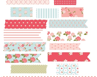 Imágenes prediseñadas digitales de washi de estilo Shabby chic