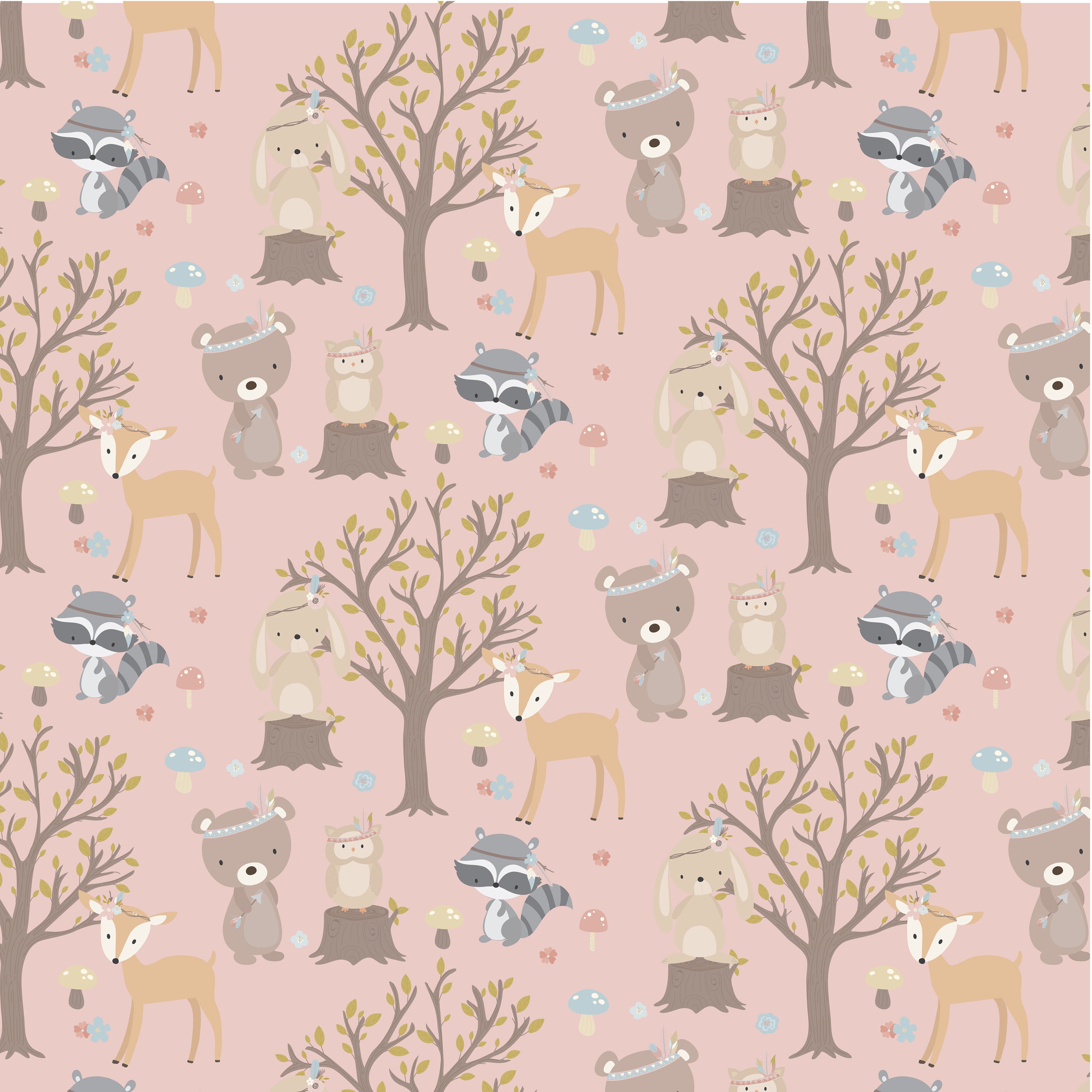 Woodland valentine digital paper, Animals scrapbook pages