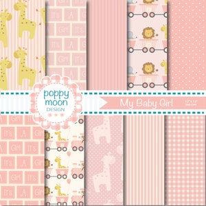 New Baby girl,pinks,,printable digital paper pack