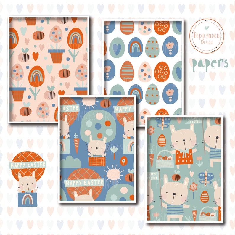 Easter Bunny Spring Patterns Printable Digital Paper Pack - Etsy