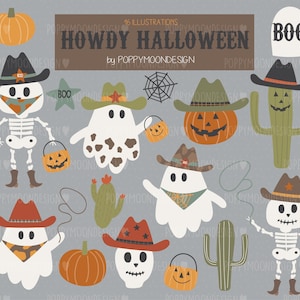 Howdy Halloween, western, cowboy halloween, digital printable clipart