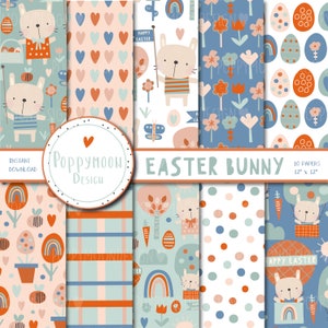 Lapin de Pâques, motifs de printemps, pack papier numérique imprimable