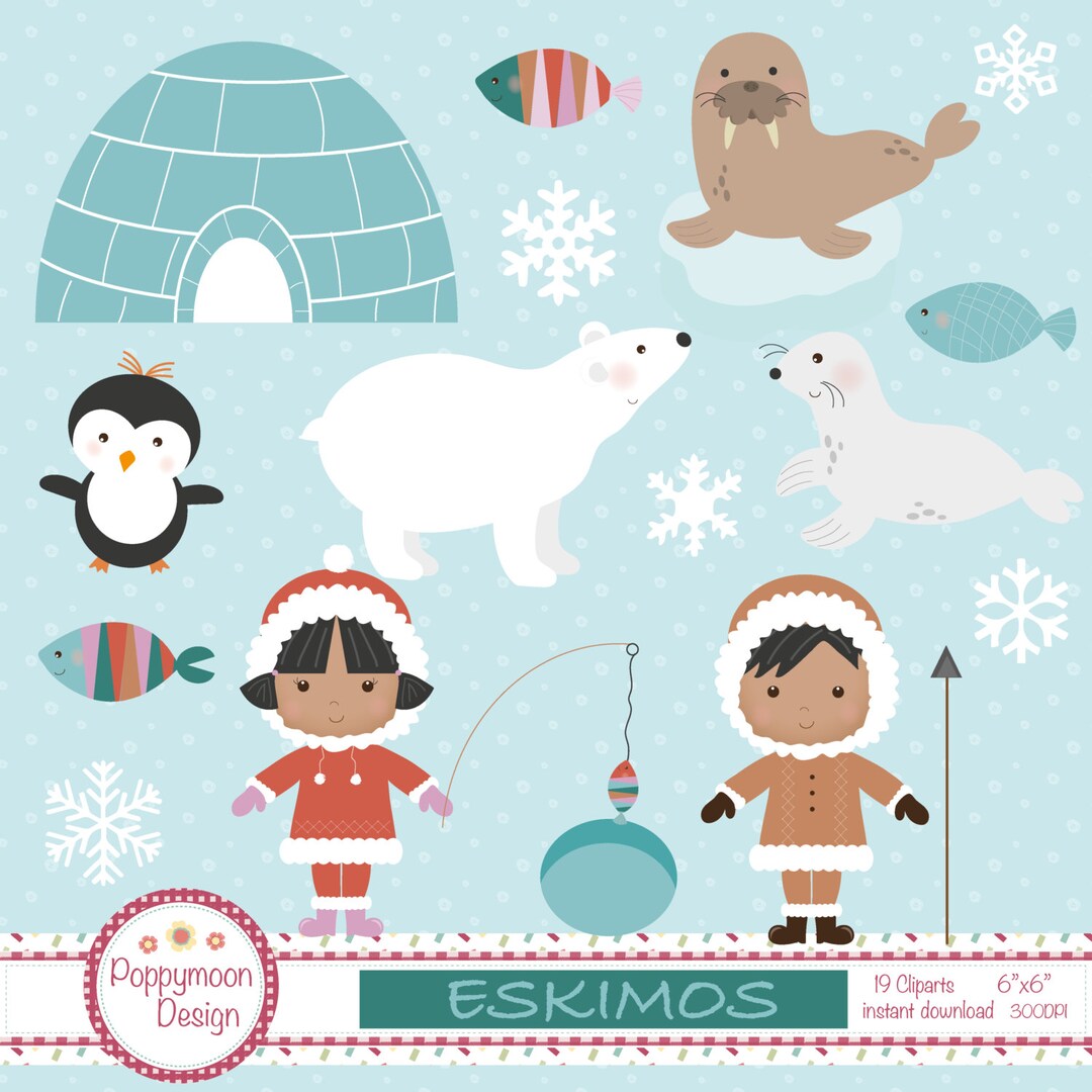 Eskimos, Arctic Animals, Printable Digital Clipart Set - Etsy