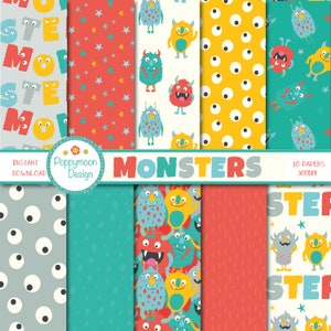 Monster, digitales Papierset zum ausdrucken