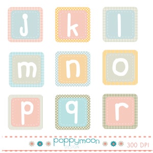 Alphabet blocks pastel pink blue green and blue printable digital clipart set image 2