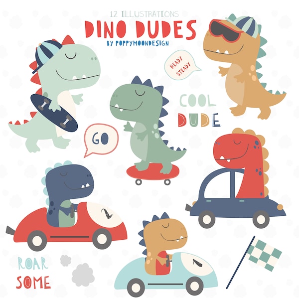 Dino Dudes, conjunto de imágenes prediseñadas digitales