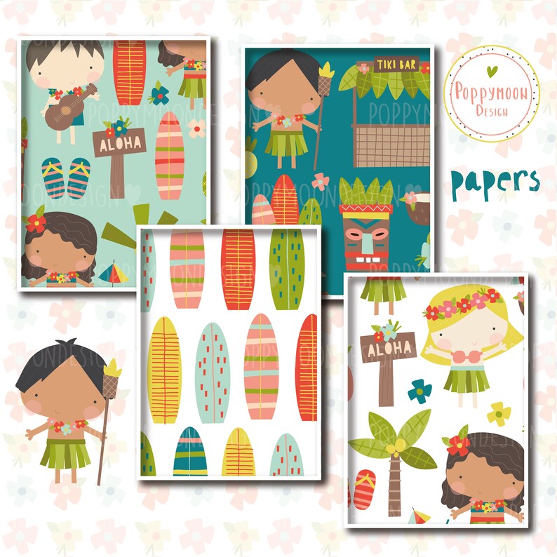 Aloha, Tropical Pattern, Printable Digital Paper Pack - Etsy