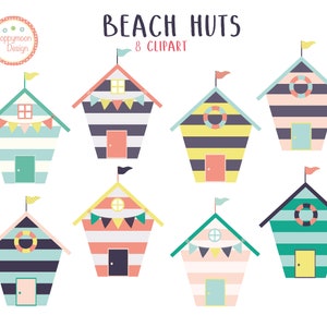 Beach huts, digital clipart