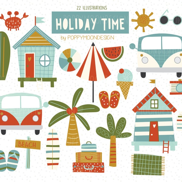 Holiday Time, vacation, digital printable clipart