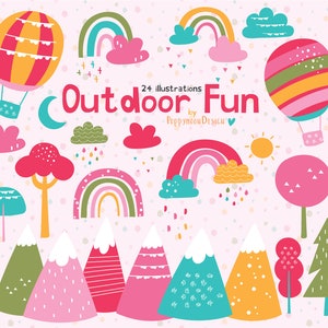Outdoor Fun, colourful, digital clip art set