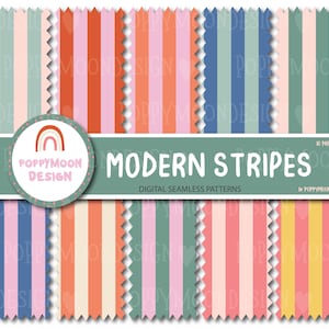 Vibrant Striped Digital Patterns - Modern Colourful Seamless Set