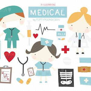 Medical, Doctor, nurse,, digital printable clipart