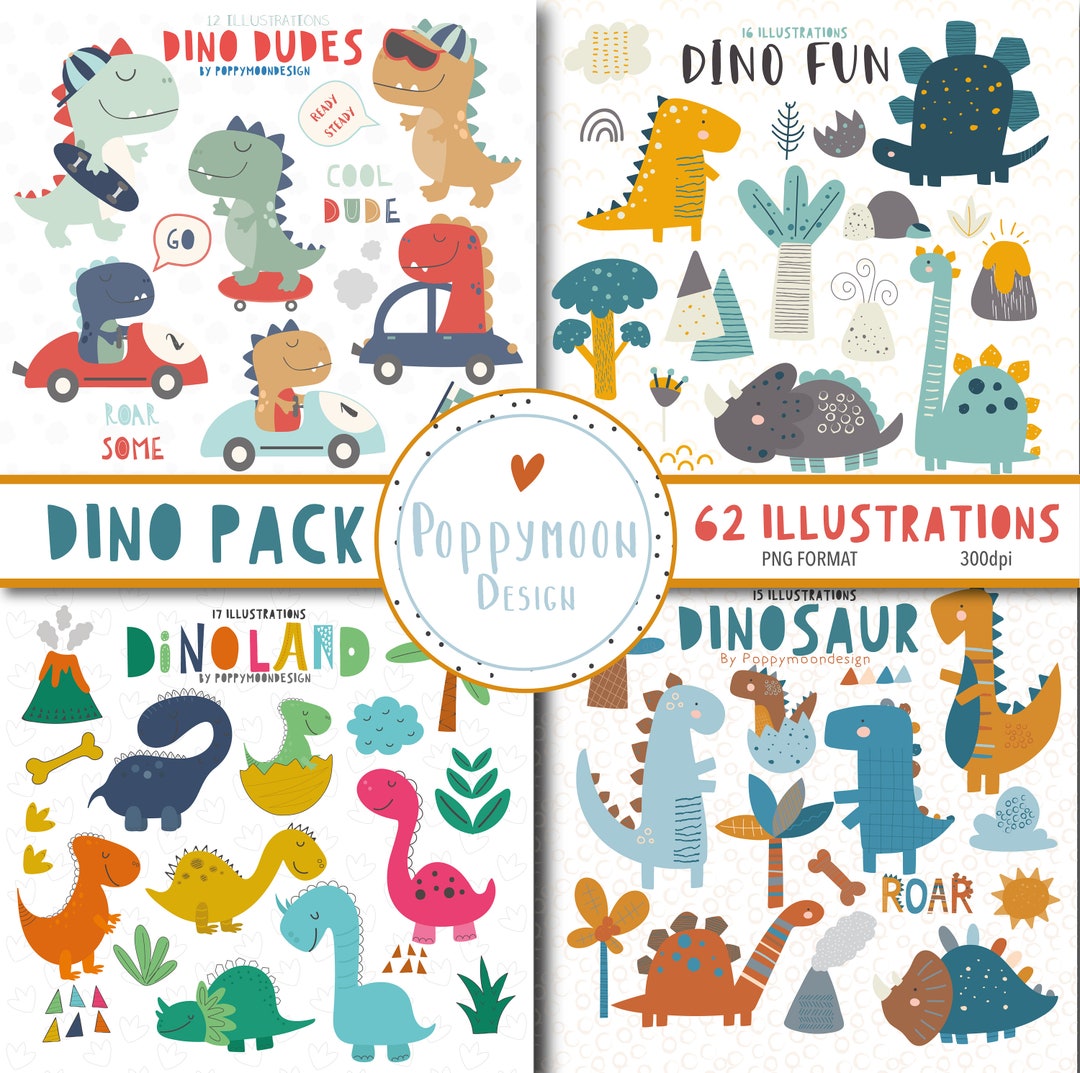 Roarsome, dinosaurs, printable digital clipart set