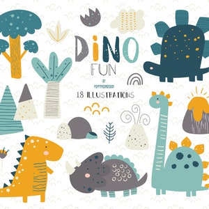 Dino fun, dinosaurs, printable digital clipart set