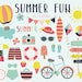 Summer fun, beach, digital printable clipart