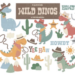 Cowboy Dinosaurier Grafiken Bundle - Instant Download