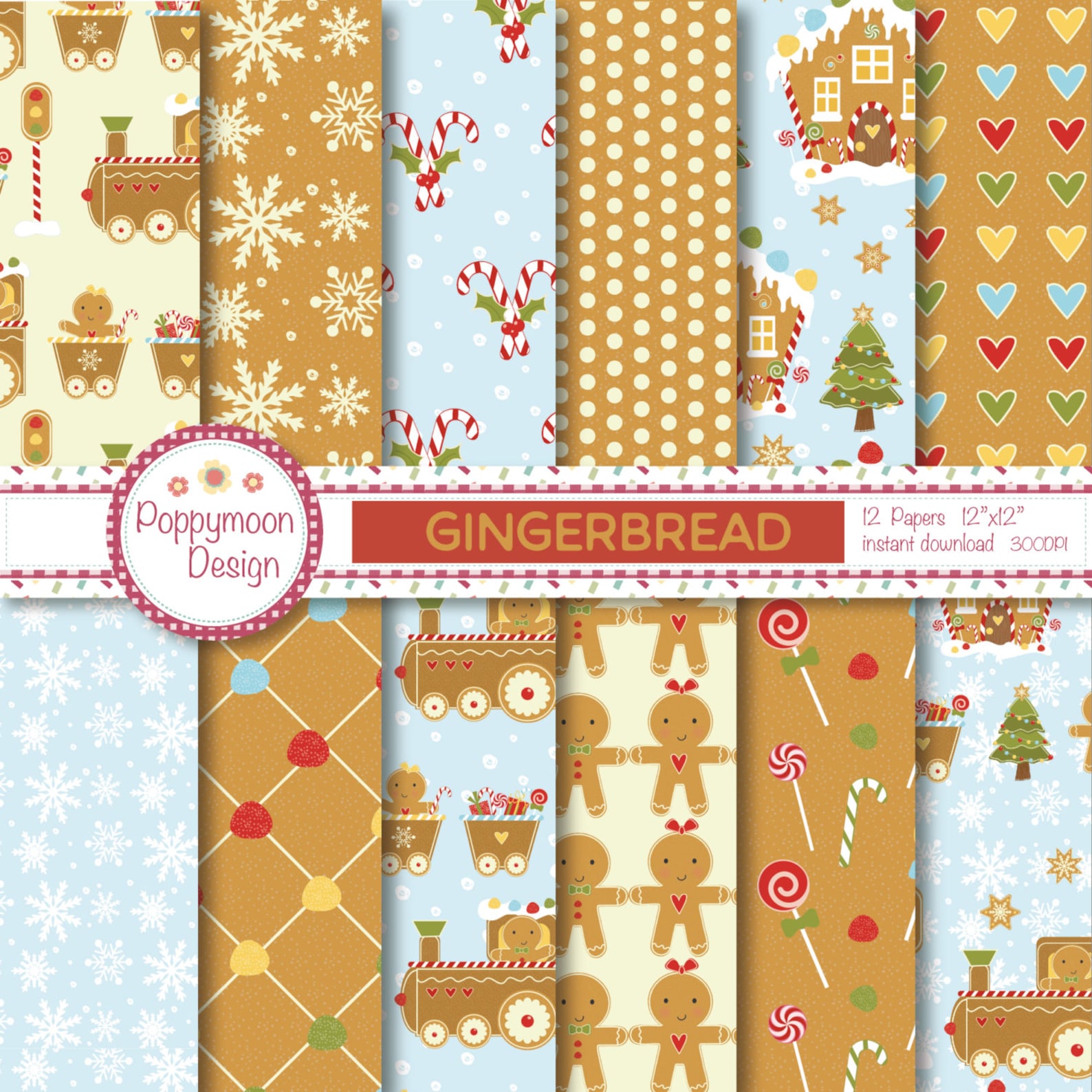 Gingerbreadgingerbread House and Train Printable Digital | Etsy