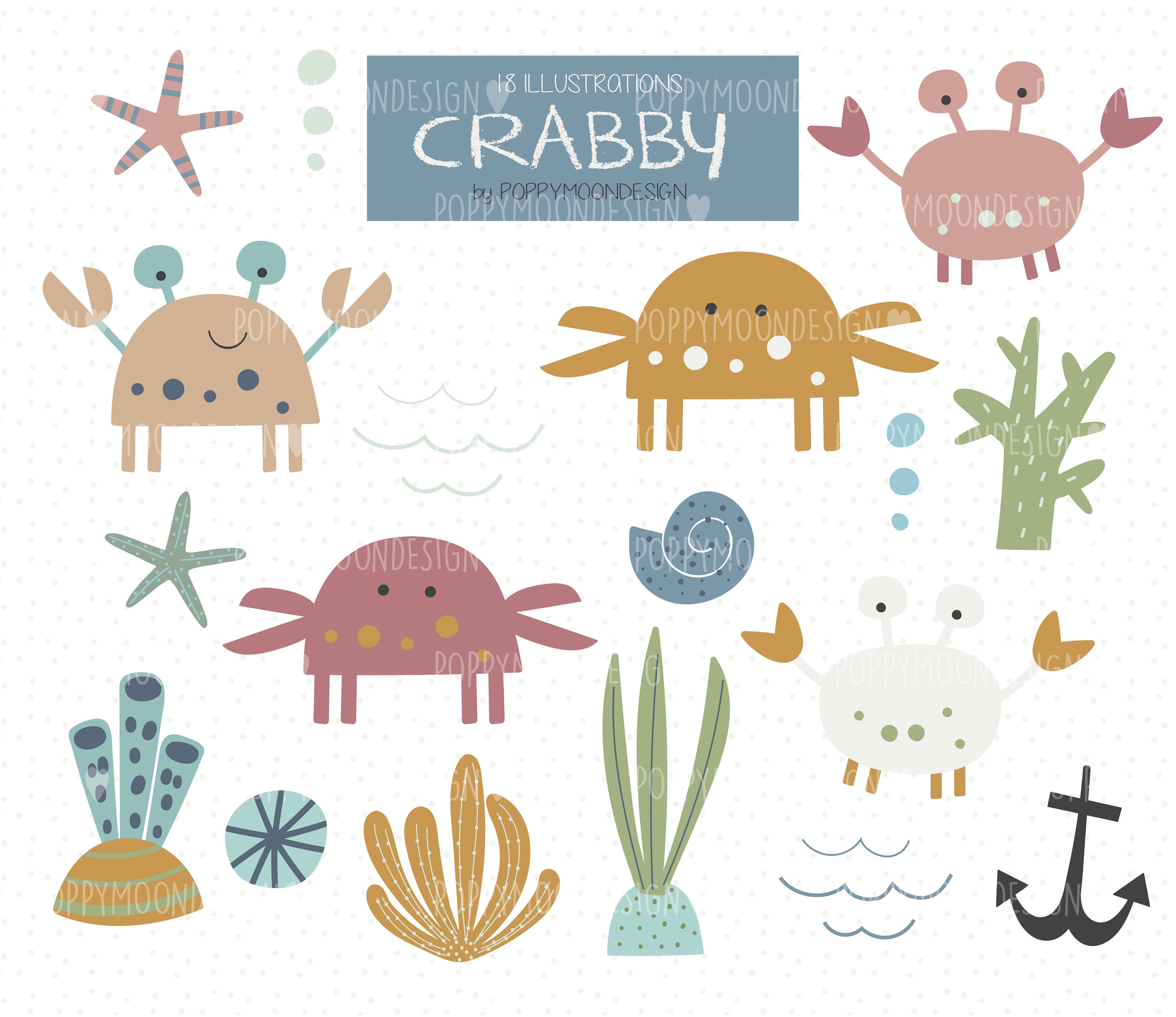 crabby-cute-crabs-under-the-sea-printable-digital-clipart-set-etsy