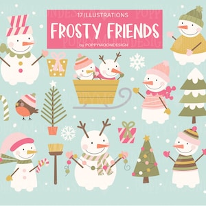 Winter Wonderland Frostige Freunde, Schneemänner digitale Clip Art Set