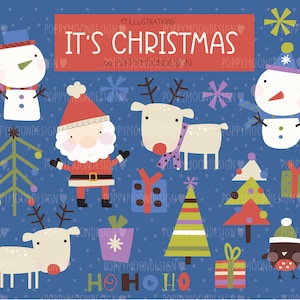 Es ist Weihnachten, festlich, Feiertagsillustration, digital druckbare Cliparts