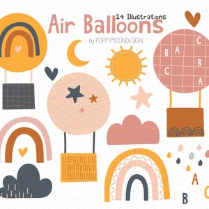 Air Balloons, printable digital clipart set