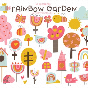 Jardin arc-en-ciel, arcs-en-ciel, clipart numérique imprimable