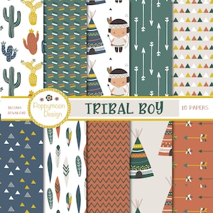 Tribal Boy, utskrivbart digitalt papperspaket