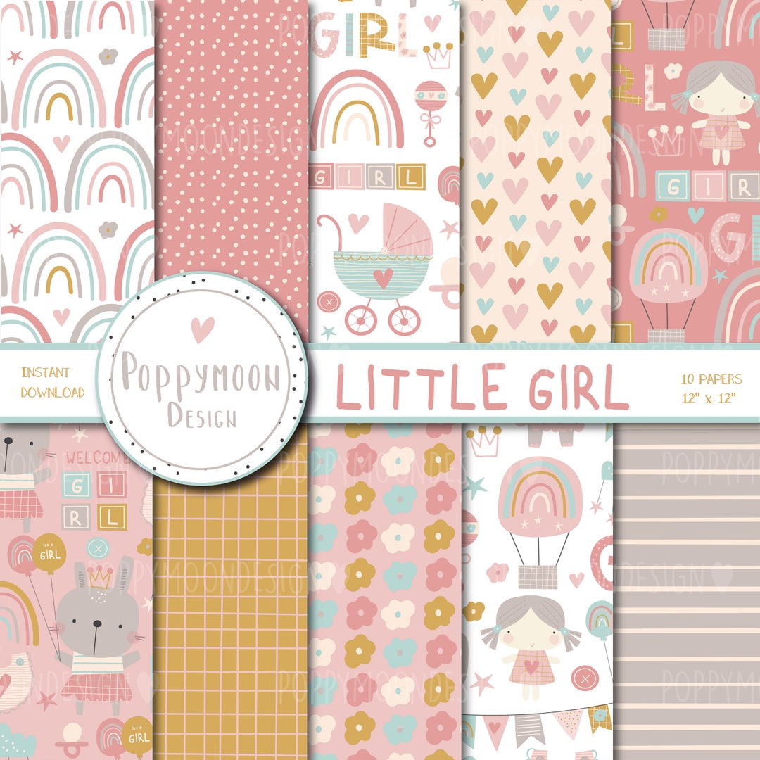 Little Girl , Baby Girl Pattern, Printable Digital Paper Pack - Etsy
