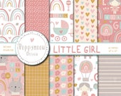 Little Girl , baby Girl pattern, printable digital paper pack