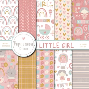 Bambina, modello per bambina, confezione di carta digitale stampabile