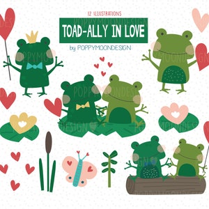 Crapaud allié amoureux, grenouille, amour des crapauds, clipart imprimable numérique