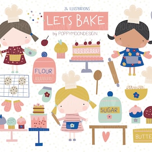 Lets Bake, baking, , digital printable clipart