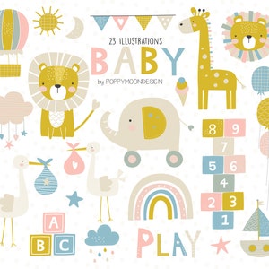 BABY, novo bebê, conjunto de clipart digital