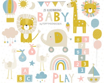 BABY, new baby, digital clip art set