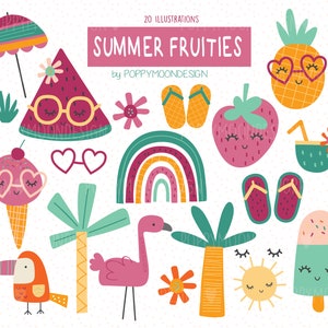 Summer Fruities, summer, digital printable clipart