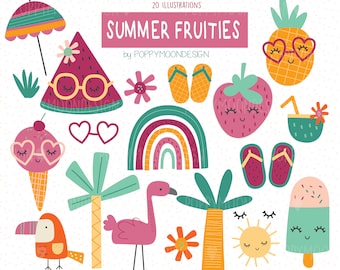 Summer Fruities, summer, digital printable clipart
