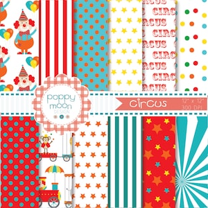 Circus,clowns,circus Train,printable Digital Paper Pack - Etsy