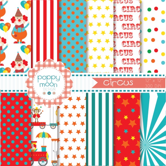 Circusclownscircus Trainprintable Digital Paper Pack | Etsy