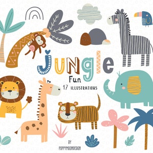 Jungle Fun, animals , printable digital clipart set