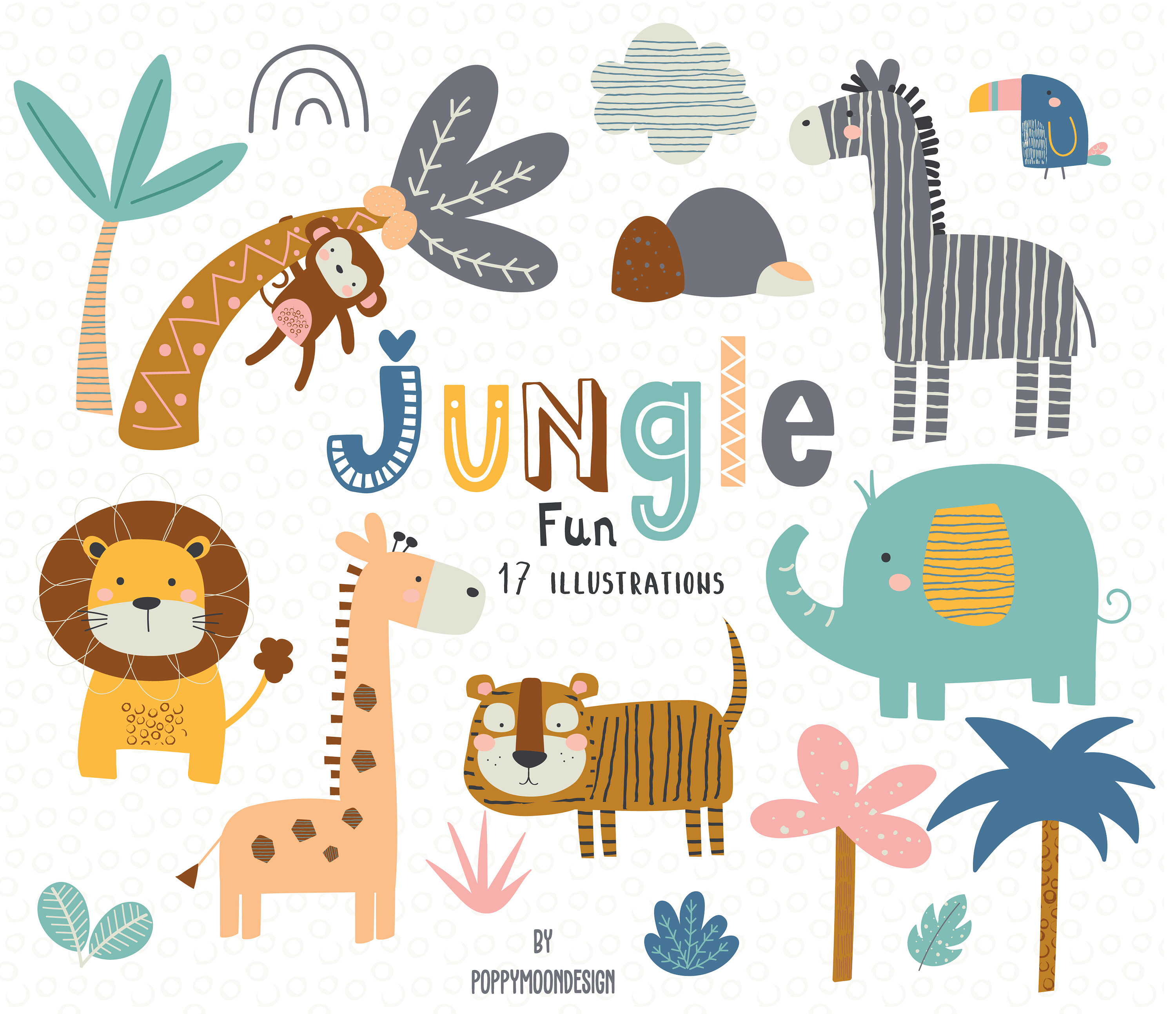 Jungle Fun Animals Printable Digital Clipart Set - Etsy