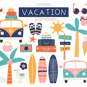 Vacation, holiday, summer, digital printable clipart