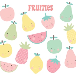 Fruities, frutas, conjunto de imágenes prediseñadas digitales