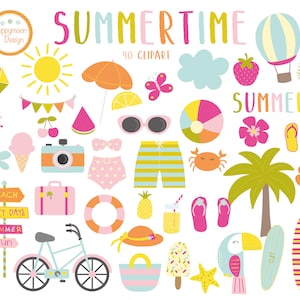 Summertime, beach, digital printable clipart