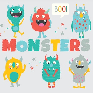 Mostri, set di clipart digitali