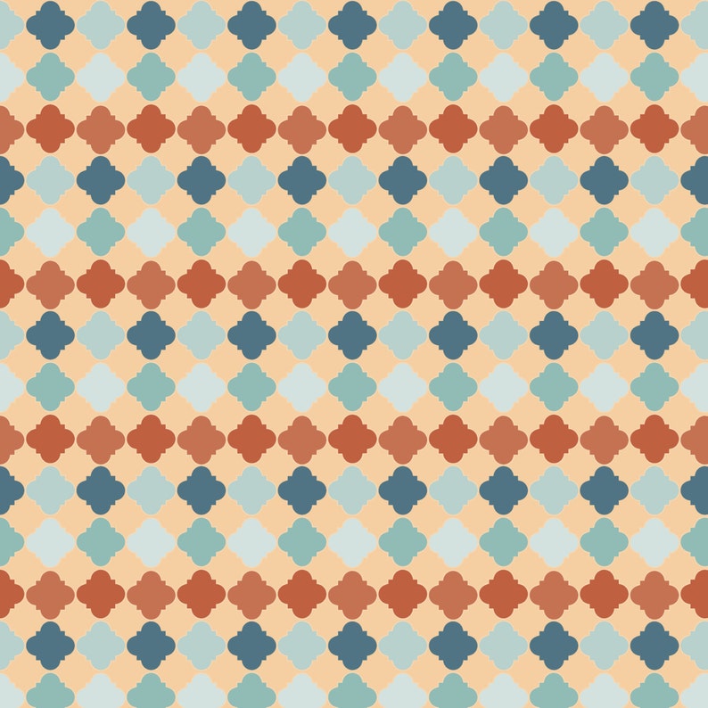 Morocco brown and blues pattern,printable digital paper pack