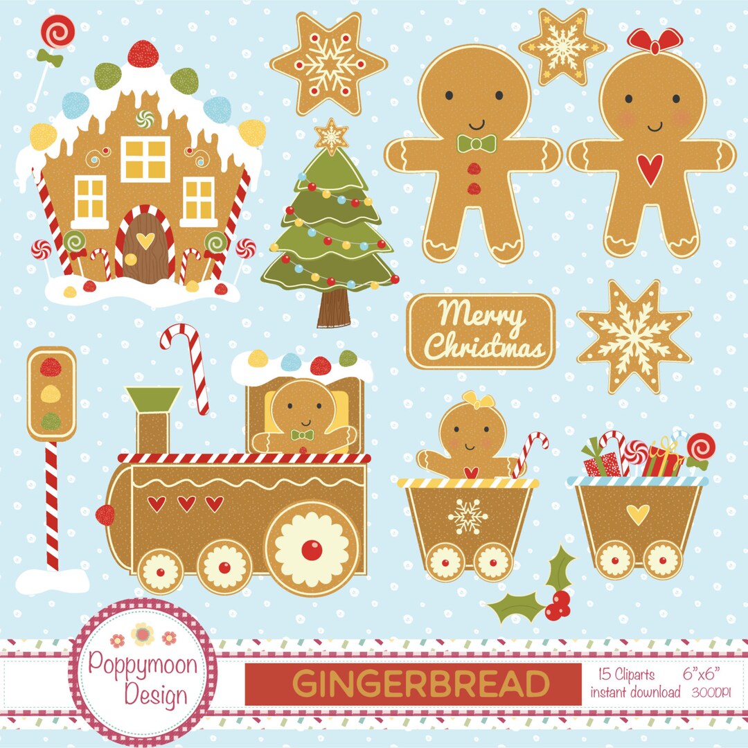 Gingerbread House, Train, Stars, Printable Digital Clipart Set Etsy Gingerbread House, Train, Stars, Printable Digital Clipart Set Etsy