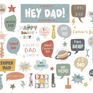 Digitale clipartset voor papa - leuke grafische bundel voor vaderdag